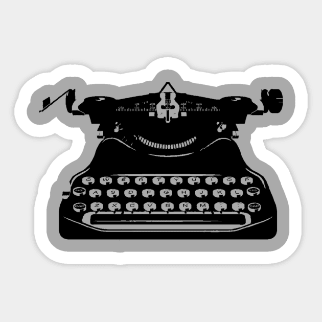 Black Typewriter Sticker by teepublic9824@ryanbott.com